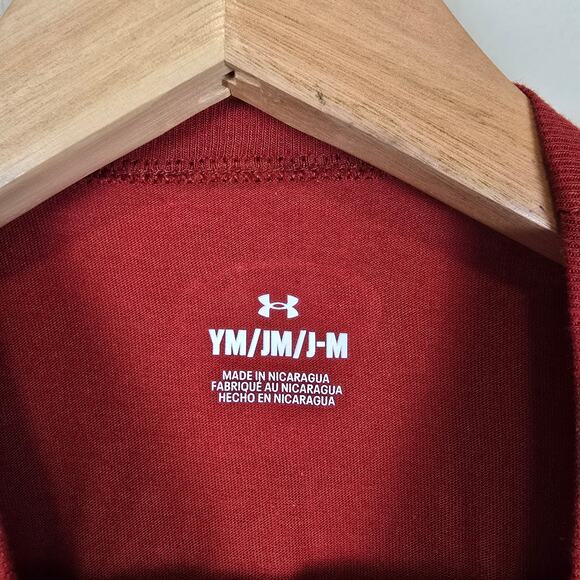 Under Armour Bear Map Long Sleeve T-Shirt Size YMD/10-12 Earthen Orange - Picture 3 of 5